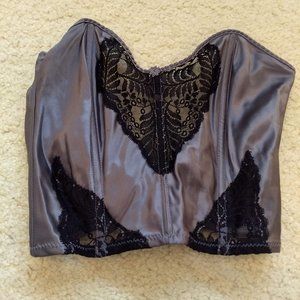 vintage 90s grey corset bustier lace satin